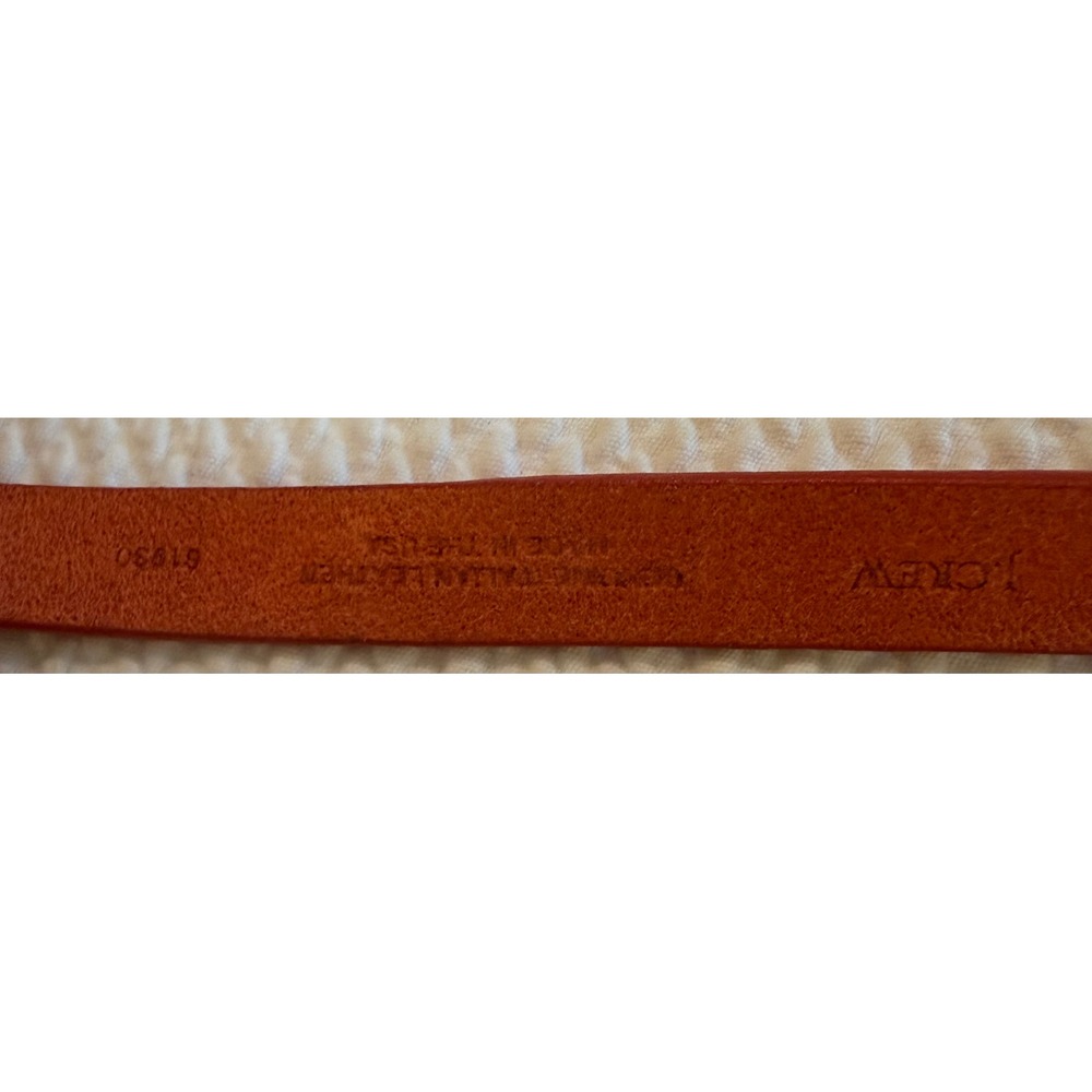 J.Crew Womens Orange Italian Leather Skinny Belt Gold Buckle Size S 61930 USA - Picture 4 of 4